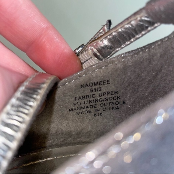 Steve Madden Naomeee Silver Metallic Rhinestone Jeweled Platform Stiletto Heels - Picture 6 of 9